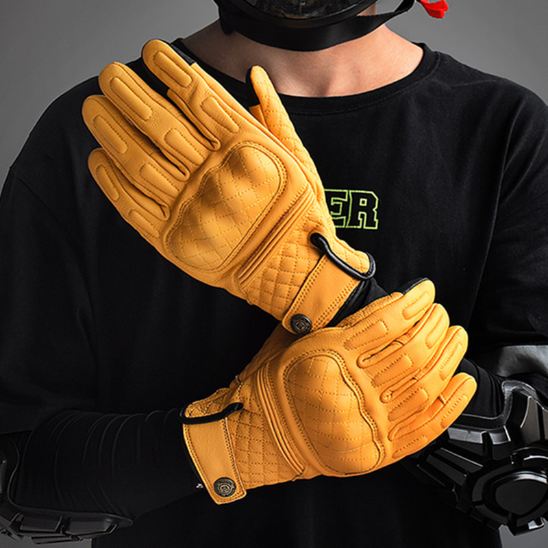 Motorcycle Gear Used - Retro Skórzane Rękawice Motocyklowe Pełne Palce
