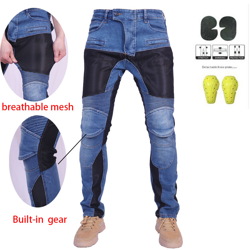 Motorcycle Gear Jeans - Męskie letnie oddychające jeansy motocyklowe do