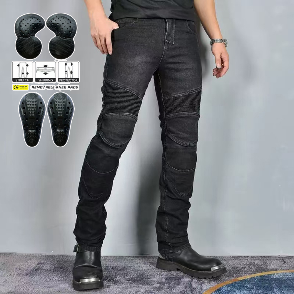 Motorcycle Gear Jeans - Nowe czarne szare spodnie motocrossowe męskie