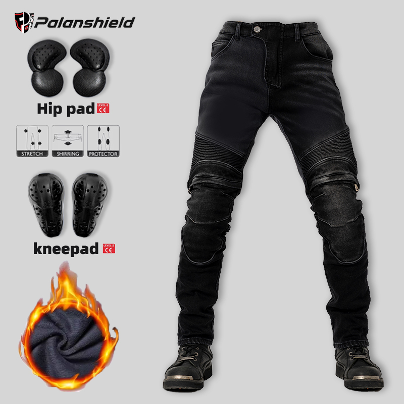 Motorcycle Gear Jeans - Zimowe spodnie motocyklowe męskie ocieplane jeansy
